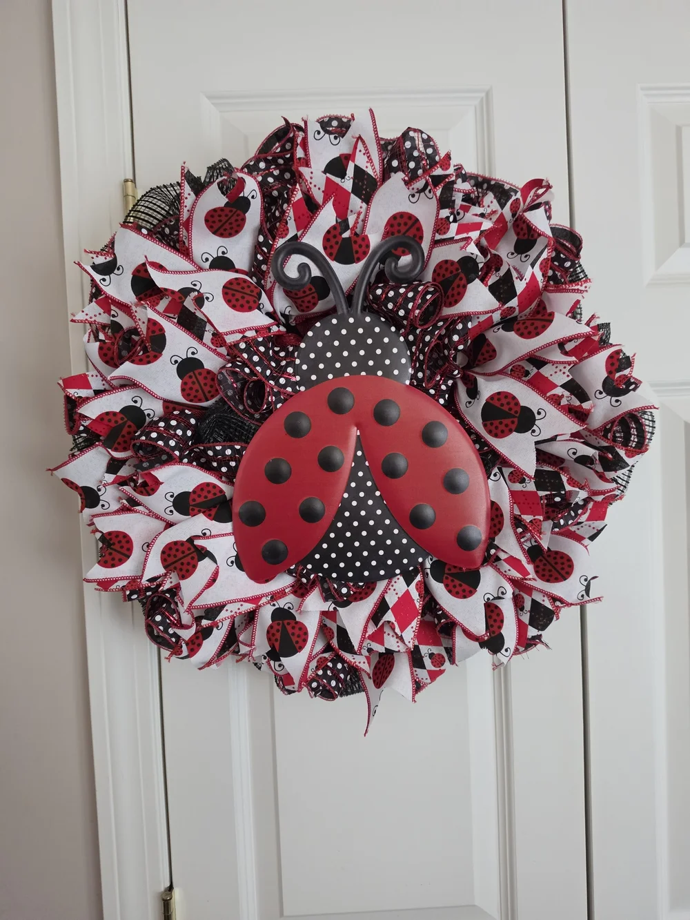 Ladybug Decorative Wreath - Red, Black, White